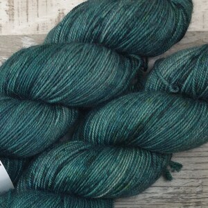 RTS Somnus Mythical Gods Collection Yak Sock Fingering Weight Yarn Dark Teal Green Semi Solid Tonal Speckle Superwash Merino Wool Yak Nylon