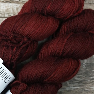 RTS Mars Mythical Gods Collection SW DK Light Worsted Weight Yarn Dark Red Semi Solid Tonal Speckle Superwash Merino Wool