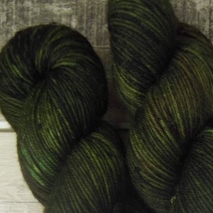 RTS Osiris Mythical Gods Collection SW DK Light Worsted Weight Yarn Dark Olive Green Semi Solid Tonal Speckle Superwash Merino Wool