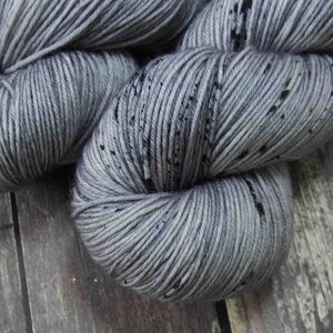 RTS Artemis Mythical Gods Collection Basic Sock Fingering Weight Sock Yarn Tonal Speckle Silver Dark Gray Grey Superwash Merino Wool Nylon