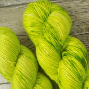 RTS Ceres Mythical Gods Collection SW DK Light Worsted Weight Yarn Chartreuse Yellow Green Semi Solid Tonal Speckle Superwash Merino Wool
