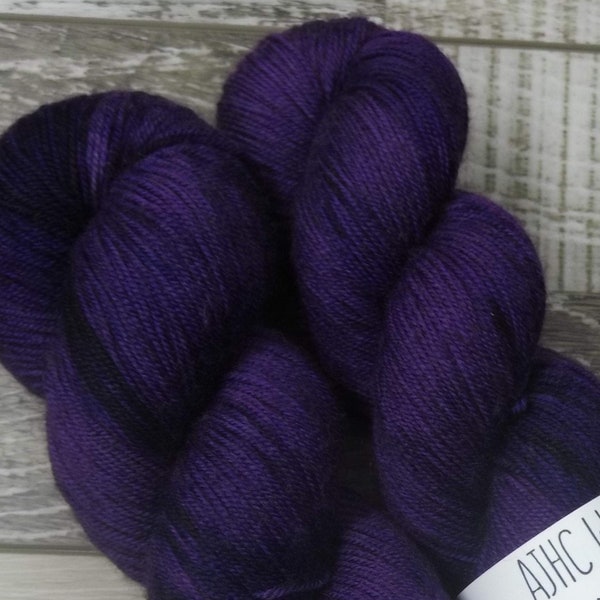 RTS Minerva Mythical Gods Collection Yak Sock Fingering Weight Yarn Dark Purple Semi Solid Tonal Speckle Superwash Merino Wool Yak Nylon