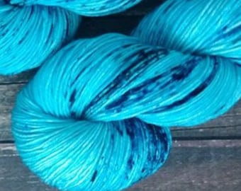 RTS Njorour Mythical Gods Collection Basic Sock Fingering Weight Sock Yarn Turquoise Blue Semi Solid Tonal Speckle Superwash Merino Wool