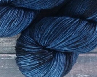 RTS Nyx Mythical Gods Collection Basic Sock Fingering Weight Sock Yarn Semi Solid Tonal Speckle Dark Blue Navy Black Superwash Merino Wool