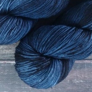 RTS Nyx Mythical Gods Collection Basic Sock Fingering Weight Sock Yarn Semi Solid Tonal Speckle Dark Blue Navy Black Superwash Merino Wool