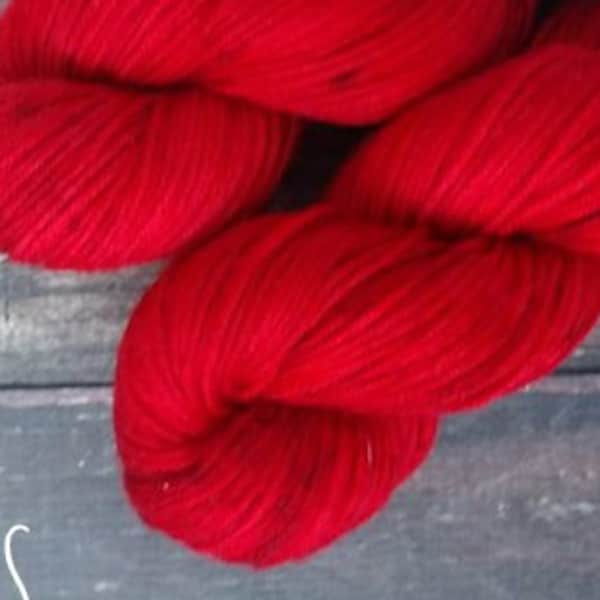 RTS Eros Mythical Gods Collection SW DK Weight Light Worsted Yarn Red Semi Solid Tonal Speckle Superwash Merino Wool