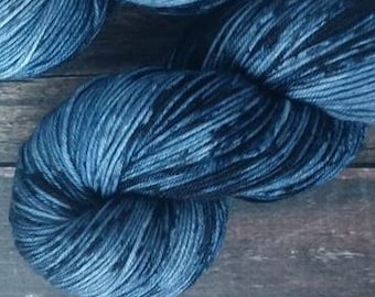 RTS Nott Mythical Gods Collection Basic Sock Fingering Weight Sock Yarn Denim Blue Semi Solid Tonal Speckle Superwash Merino Wool Nylon