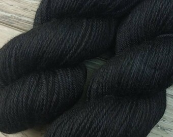 RTS Midnight Yak Silk DK Yarn Light Worsted Weight Superwash Merino Wool Silk Yak Yarn Solid Black Yarn
