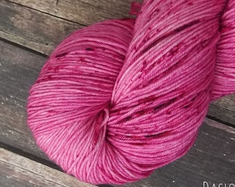 RTS Lofn Mythical Gods Collection Basic Sock Fingering Weight Sock Yarn Raspberry Pink Tonal Speckle Superwash Merino Wool Nylon
