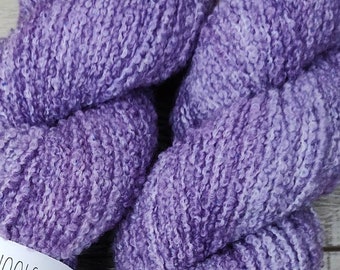 RTS Lilacs Boucle DK Semi Solid Tonal Yarn Loopy Textured Light Worsted Yarn Light Purple Superwash Merino Wool Yarn