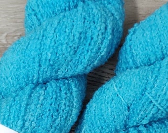 RTS Turquoise Boucle DK Semi Solid Tonal Blue Yarn Loopy Textured Yarn Superwash Merino Wool Yarn