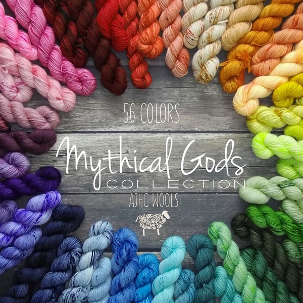 Mythical Gods Collection Mini Skeins Basic Sock Fingering Yarn Superwash Merino Wool Nylon 20g mini 92yds