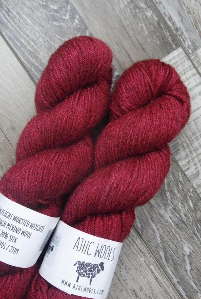 RTS Eros Yak Silk DK Yarn Light Worsted Weight Superwash Merino Wool Silk Yak Yarn Red