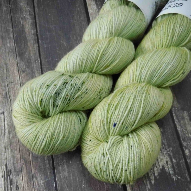 RTS Geb Mythical Gods Collection Basic Sock Fingering Weight Sock Yarn Light Green Semi Solid Tonal Speckle Superwash Merino Wool Nylon image 1