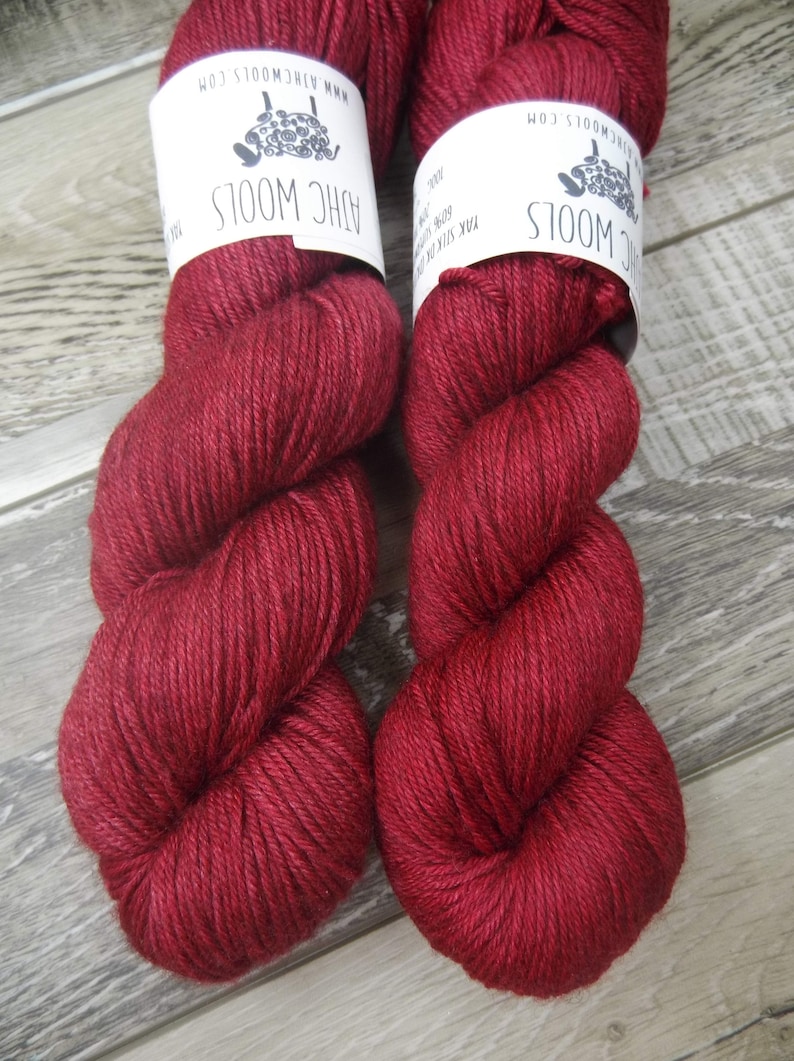 RTS Eros Yak Silk DK Yarn Light Worsted Weight Superwash Merino Wool Silk Yak Yarn Red