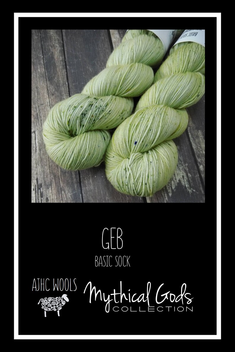 RTS Geb Mythical Gods Collection Basic Sock Fingering Weight Sock Yarn Light Green Semi Solid Tonal Speckle Superwash Merino Wool Nylon image 2