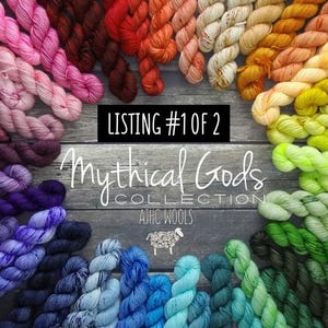 1st Mythical Gods Collection Mini Skeins Basic Sock Fingering Yarn Superwash Merino Wool Nylon 20g mini 92yds Blues Purple Pink Red Black