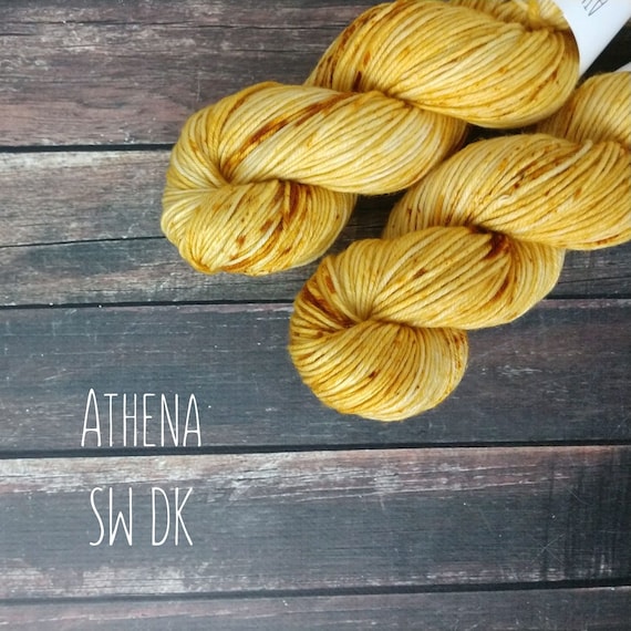 Rts Athena Mythical Gods Collection Sw Dk Light Worsted Weight Yarn Yellow Semi Solid Tonal Speckle Superwash Merino Wool