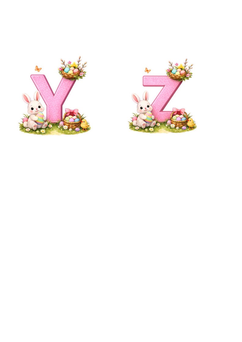 Easter Alphabet A–Z PNG & JPEG | Pink Bunny Alphabet | Easter Letters ...
