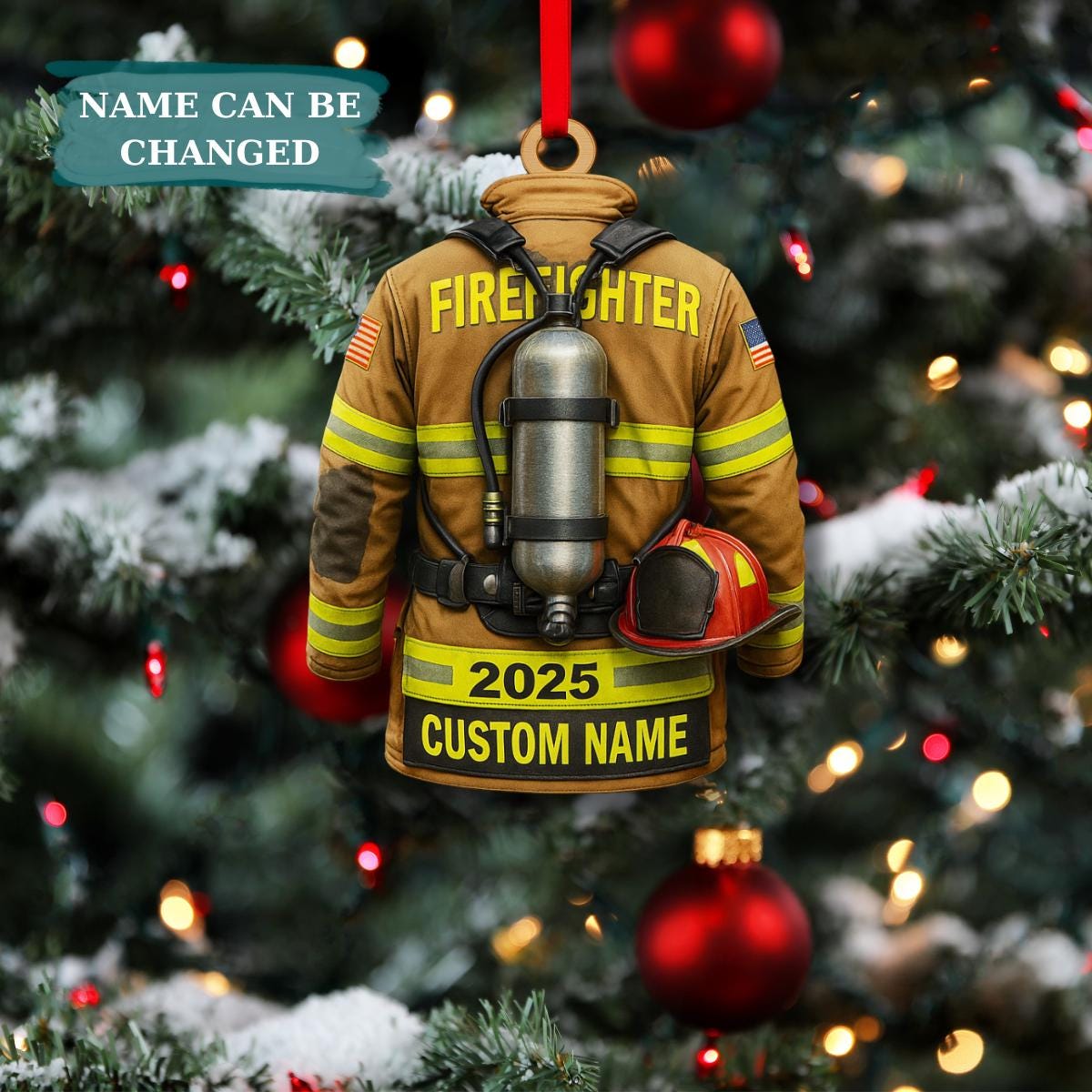 Décorations De Sapin De Noël Pompiers - Lot De 4, En Acrylique, Avec Impression 3D, Pour Arbre, Porte, Cadeau