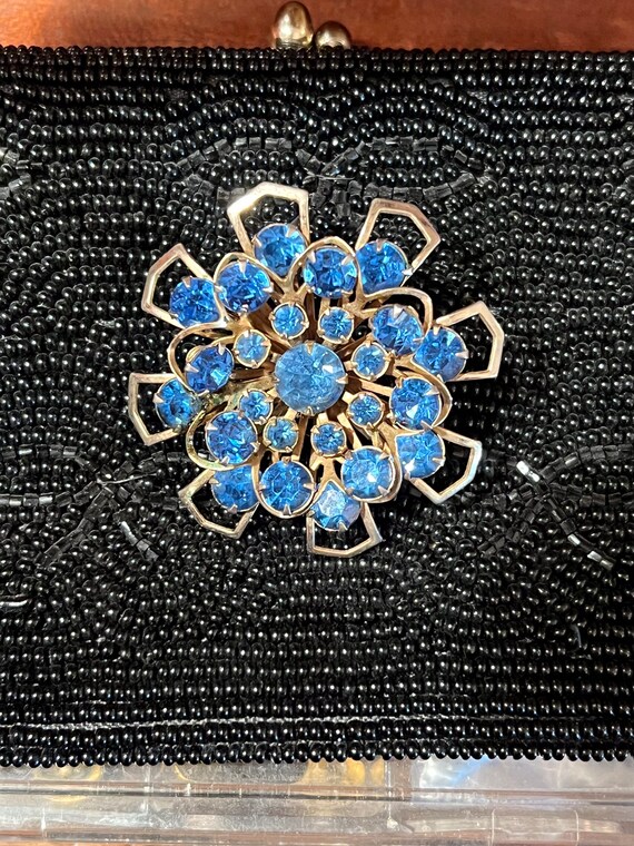 Blue Glass Snowflake Pin Brooch - image 4