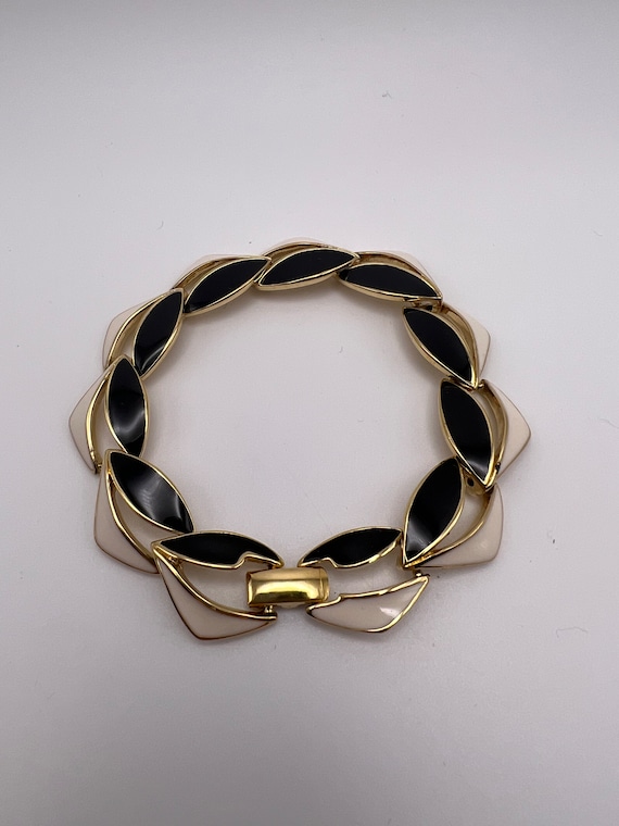 Black and Beige Gold Tone Bracelet
