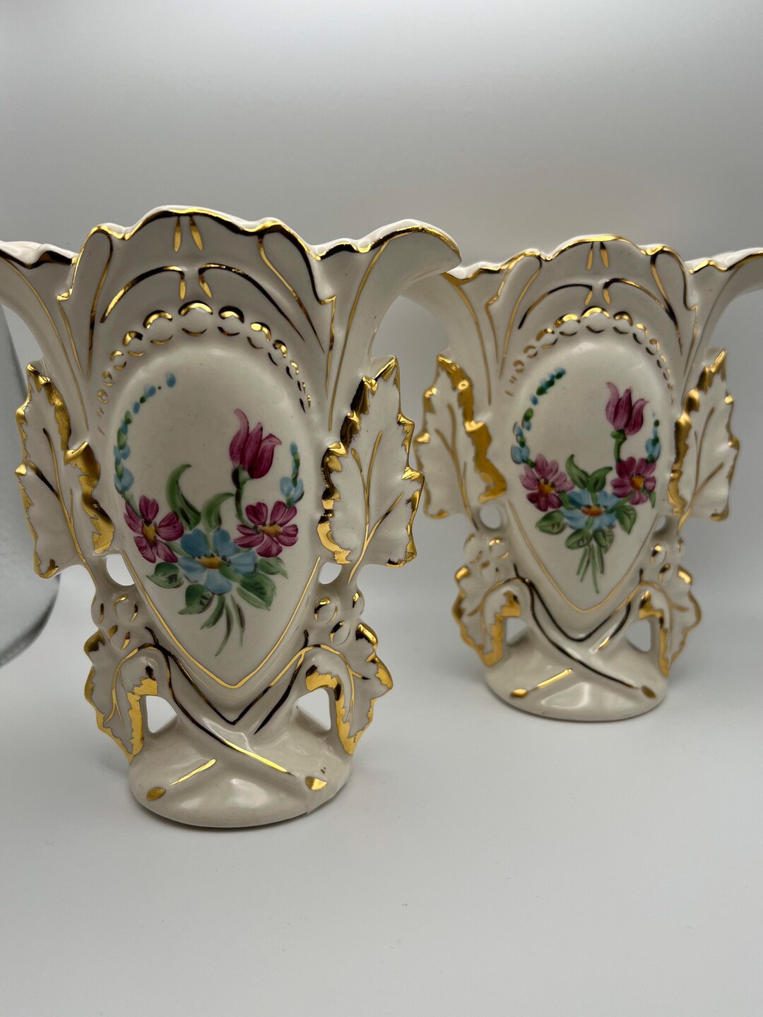 Pair of Matching Bouquet Vases Mantle Vases Etsy