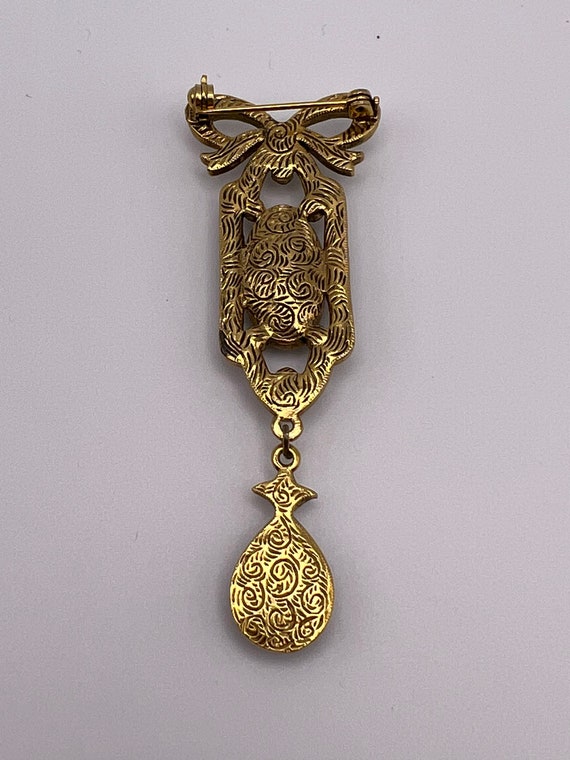 Black and Gold Victorian Revival 1928 Brooch - image 3