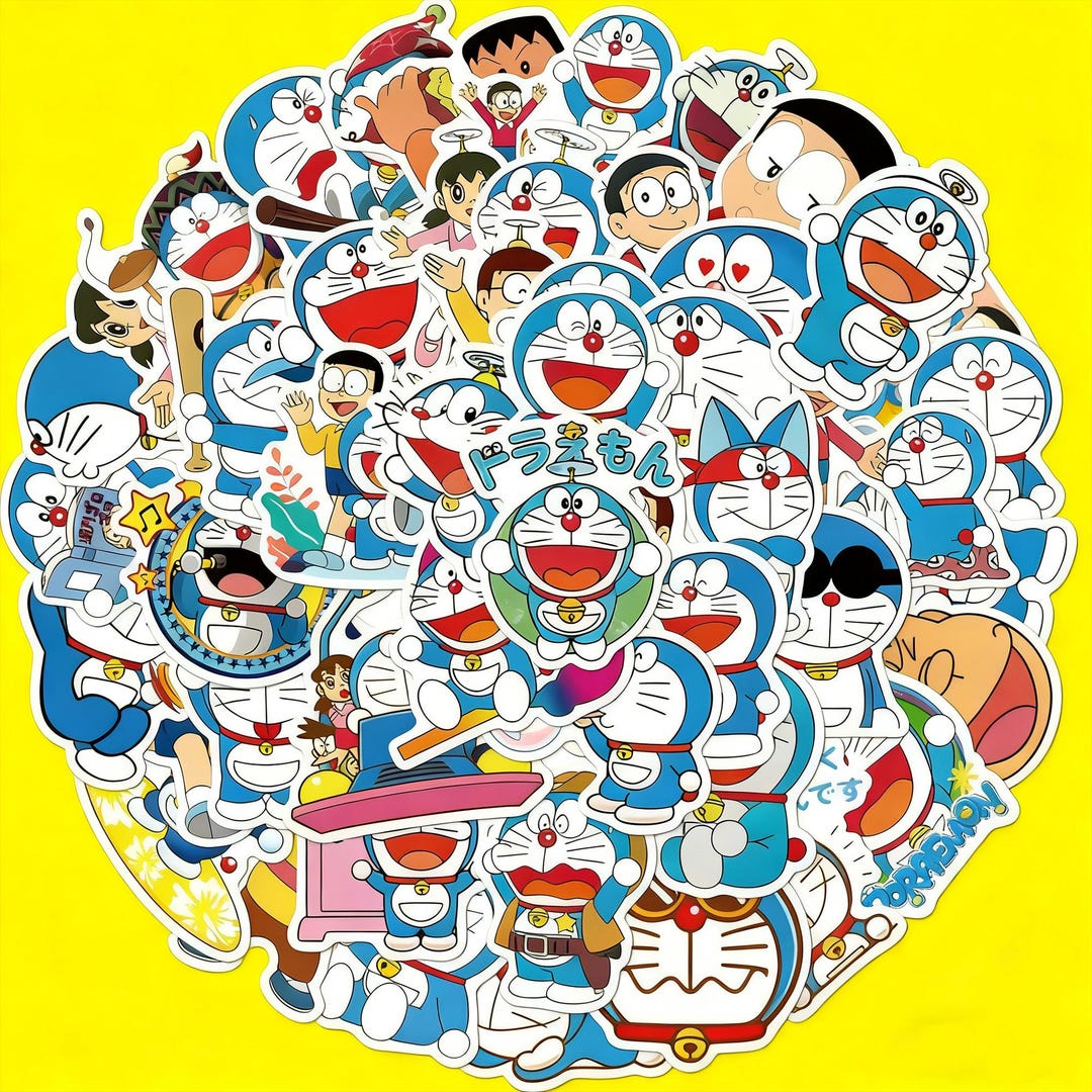 50pcs-doraemon Sticker Pack | Cute Anime Vinyl Stickers | Cartoon Robot ...