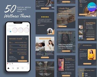 Modèles Instagram bien-être : kit Canva pour réseaux sociaux (téléchargement numérique)