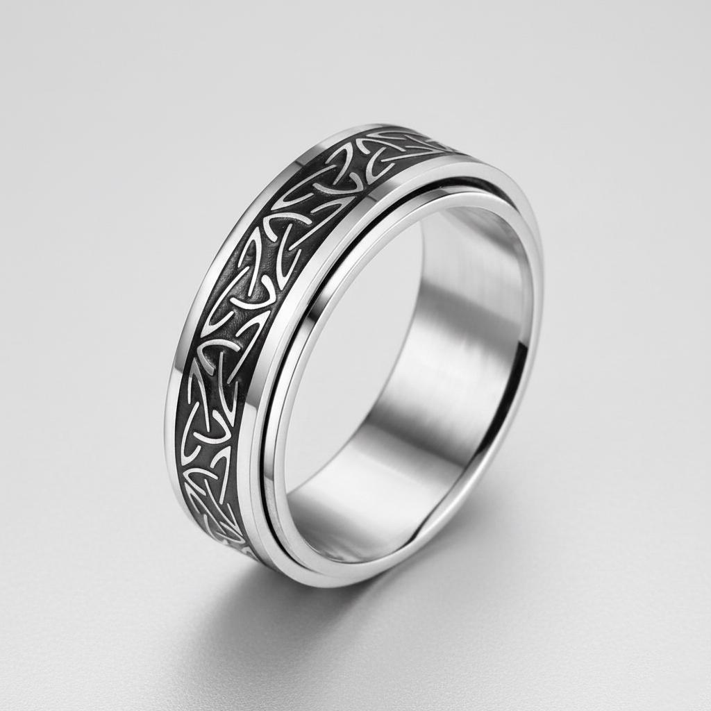 Anello Elastico Con Cornetto Smaltato Viola In Acciaio Inox - Foto 4