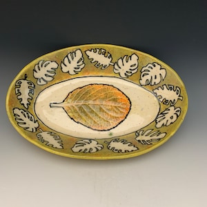 Serving Plate,Oval Plate,Handmade,Appetizer Tray,Leaf Plate,Desert plate,Kitchen and Dining, Home and Living,Kitchen and Dining