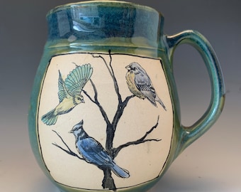 Bird Mug,Coffee Mug,Mug,Handmade,Unique Cup,Kitchen and Dining, Home and Living, Drinkware