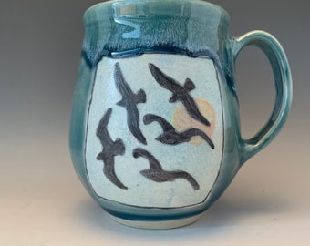 Bird Mug,Coffee Mug,Mug,Handmade,Unique Cup,Kitchen and Dining, Home and Living, Drinkware