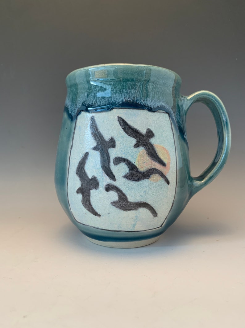 Bird Mug,Coffee Mug,Mug,Handmade,Unique Cup,Kitchen and Dining, Home and Living, Drinkware image 1