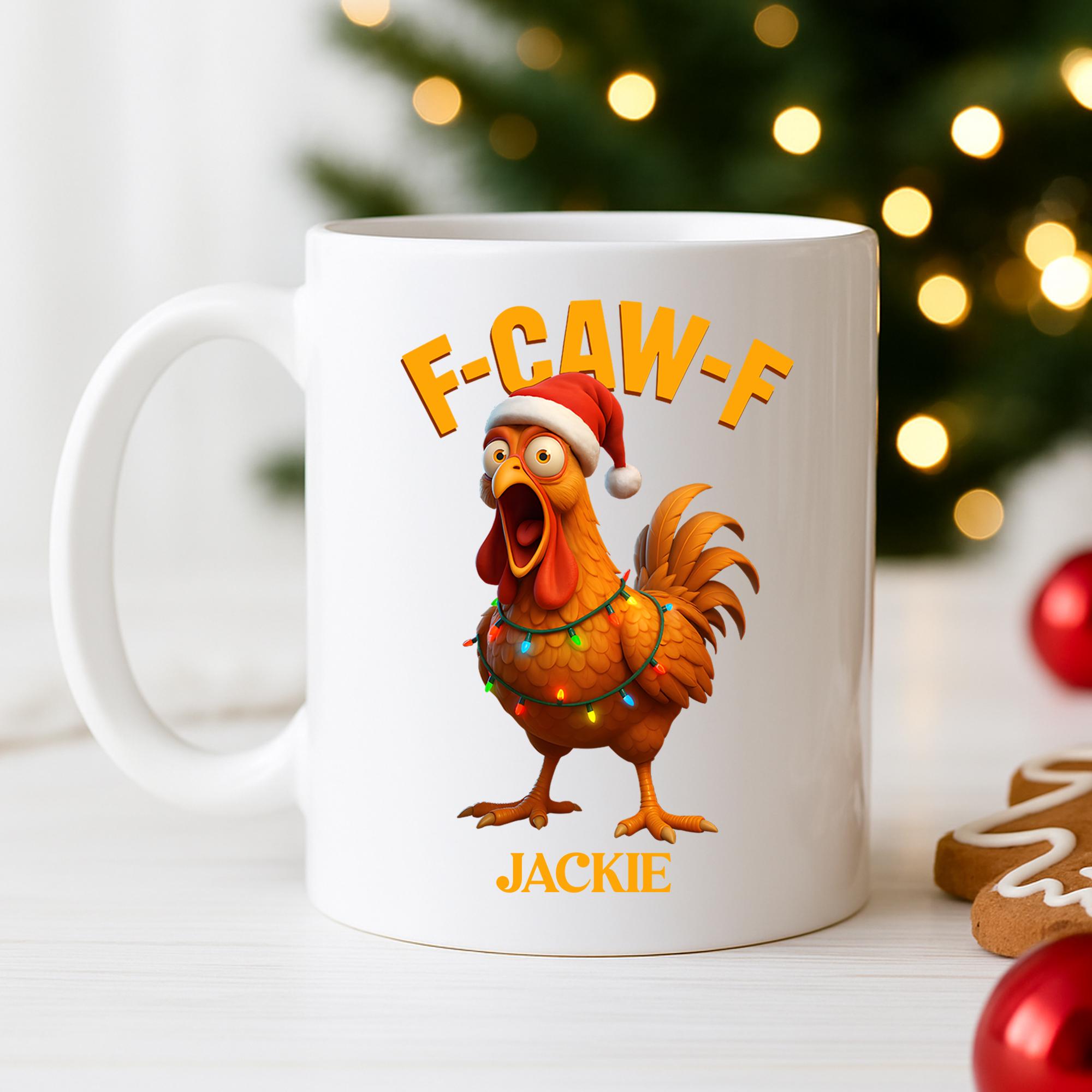 Grappige F-CAW-F Chicken FCAWF Chicken Mok, 11oz Keramische Hete Koffiekopje, Drinkbekers Halloween Keramische Bekers TEA NIEUWTY MUGS Geschenken Kantoor Huis Voor Halloween Wine Juice Beer Living Roo