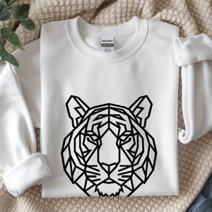 Geometric Tiger Sweatshirt: Minimalist Line Art Pullover | Animal Design | Modern Jungle Sweater | Streetwear Style