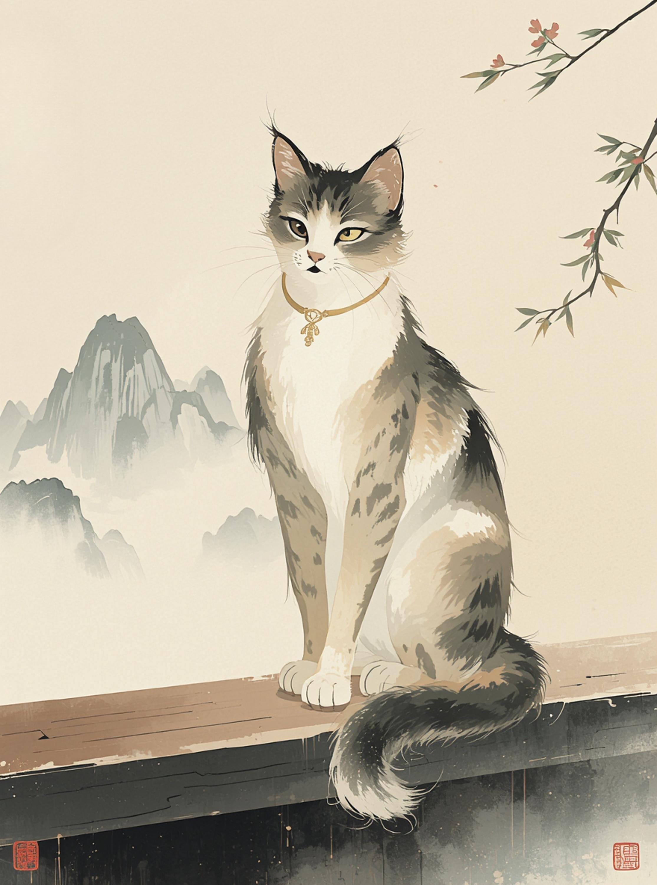 Ukiyo-e Style Japanese Cat Art Print | Traditional Inspired Wall Decor ...