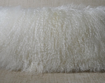 Pillow Case Tibetan Lambskin Champagne 45 x 45 cm Tibet Lamb Fur Pillow tibet fur