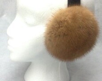 Whiskey Mink Fur Earmuffs new made in the usa