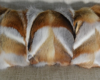 Natural Red Fox Fur Pillow