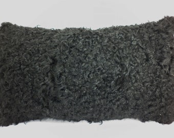 Real Genuine Black Kalgan Lamb fur Pillow  new     authentic fur cushion