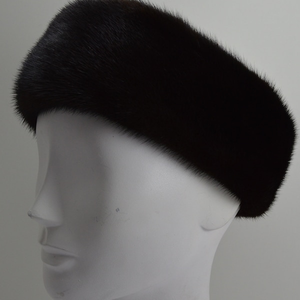 Black Mink Fur Headband new made in the usa