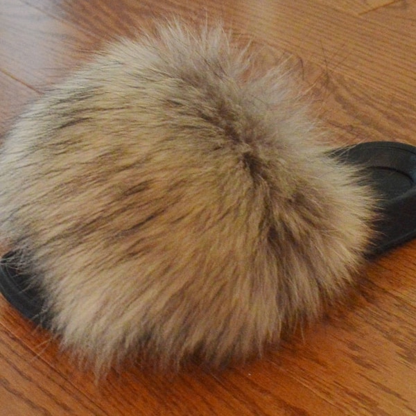 racoon fur slides