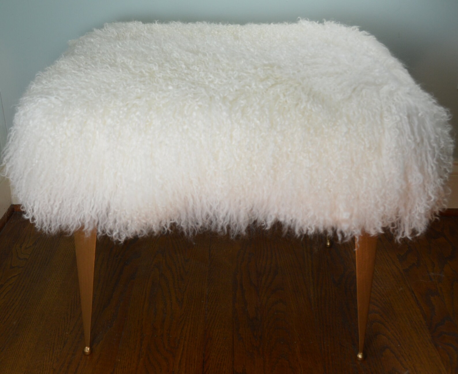 Mongolian Lamb Bench Stool Footstool Ottoman Tibet Wool Fur Etsy