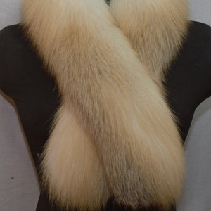 Real Golden Island Fox  fur Scarf Collar Neck Warmer real genuine new    authentic