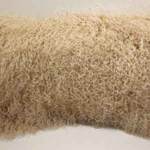 Beige Mongolian tibetan Lamb Tan fur Pillow new   tibet cushion insert  included