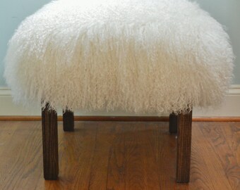 Mongolian faux fur stool sale