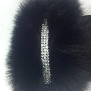 Fox Fur Cuffs With Rhinestones in Black or Brown - Etsy