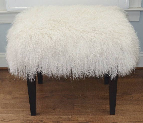 Mongolian faux fur stool hot sale
